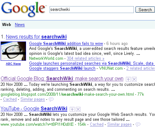 SearchWiki Breaks Numbered Google Results